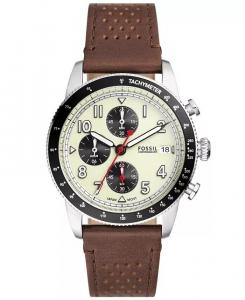 Мужские часы Sport Tourer Chronograph Brown LiteСкрытьКожаные часы 42 мм Fossil, коричневый