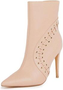 Женские модные ботильоны Miss Left на шпильке с закрытым заостренным носком, боковой молнией, средней высоты голенища, формальные, для бизнеса и клуба, размеры 4-16 US, Nude
