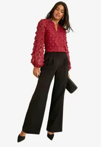 Блузка прямого кроя с длинными рукавами и 3d-точками на пуговицах Love & Roses, Berry Red