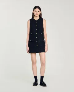 Короткое твидовое платье Sandro, черный