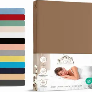 Простыня на резинке джерси 140х200 см 100% хлопок нуга livessa