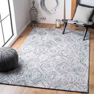Ковер SAFAVIEH, 153 x 244 см, Ikat Collection, Silver & Grey, ручной работы из шерсти, идеален для помещений с высокой проходимостью в гостиной, спальне (IKT631G)