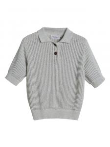 Brunello Cucinelli Kids трикотажная рубашка поло, серый