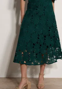 Гипюровая юбка-трапеция с ромашками Apricot, Green