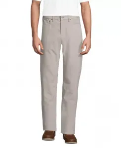 Мужские брюки классического кроя с комфортной талией и 5 карманами из вельвета Lands' End, черный