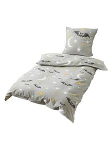 Комплект постельного белья детский фланелевый из 2 предметов, 135x200 см, рисунок летучая мышь, серый Bierbaum, 135x200 см