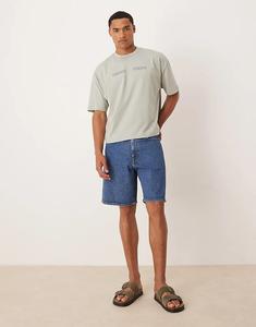 Джинсовые шорты Homme Alex классического кроя, средне-синего цвета