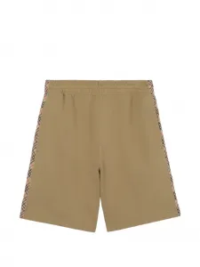 Хлопковые шорты с отделкой в клетку BURBERRY, бежевый