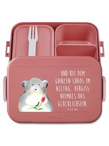 Mr. & Mrs. Panda Ланчбокс с изображением цветка шиншиллы и надписью пастельно-красного цвета