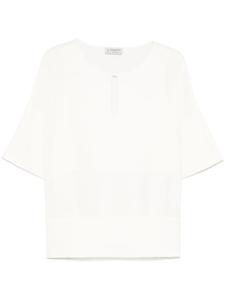 Блузка с вырезом-замочной скважиной от Alberto Biani, белый