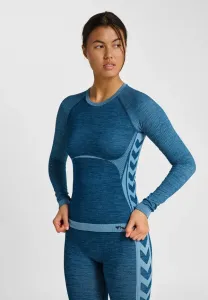 Бесшовный облегающий топ с длинными рукавами Hummel, Navy Peony Faded Denim