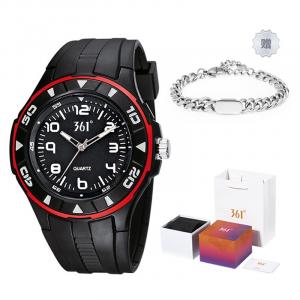 361° Часы с кварцевым механизмом для мужчин, черный циферблат