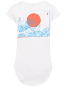 Женская длинная футболка больших размеров Kanagawa Wave белого цвета F4NT4STIC