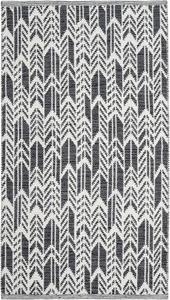 Ковер SAFAVIEH, 69 x 115 см, Montauk Collection, Black & Ivory, ручной работы из хлопка, идеально подходит для помещений с высокой проходимостью: прихожая, гостиная, спальня (MTK609A)