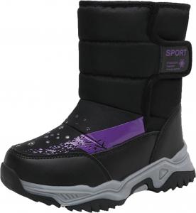 Детские зимние сапоги для девочек с утеплителем из искусственного меха, зимние ботинки для мальчиков для активного отдыха, уютные противоскользящие ботильоны, водостойкие Generic, Black