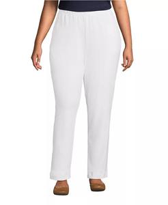 Спортивные трикотажные брюки больших размеров с высокой талией Lands' End, белый