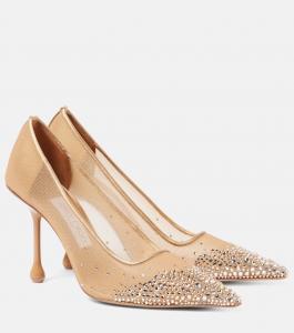 Туфли-лодочки Ixia 95 с декором из сетки Jimmy Choo, Light Bronze Mix