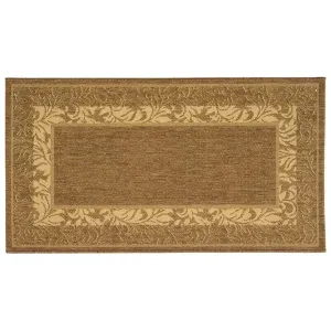 Коврик для улицы и дома в рамке с изображением листьев двора Safavieh, коричневый, 199x199 см, круглый