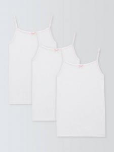 Детские майки с вышитым краем John Lewis, Pack of 3, White
