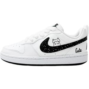 Nike Кроссовки для скейтбординга Court Borough Starry Sky Kitten Abrasion Resistant Low top для детей и подростков, черно-белые