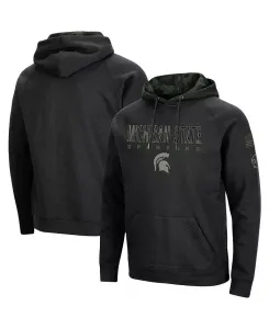 Мужская черная толстовка с капюшоном Michigan State Spartans OHT в стиле милитари с камуфляжным принтом Colosseum