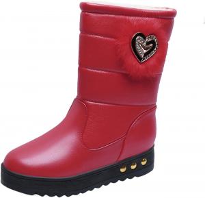 Женские зимние сапоги с водонепроницаемой поверхностью, средней высоты, полностью на меху, ботильоны на молнии, флисовые короткие ботинки, шнуровка, женские уличные кроссовки, зимняя обувь Generic, Red