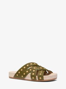 Сандалии из кожи с заклепками Irene Michael Kors, Safari Green