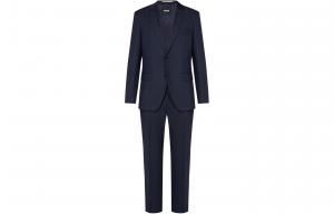 Однобортный шерстяной костюм HUGO BOSS, темно-синий