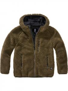 Детская флисовая куртка/флисовый свитер "Kids Teddyfleece Jacket Hooded" зеленого цвета Brandit