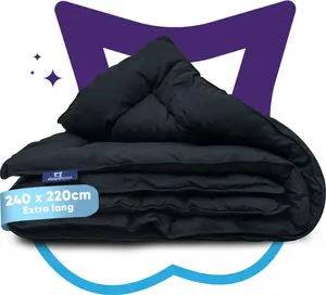 Одеяло Slaapspecialal без чехла 240 x 220 - сверхдлинное всесезонное одеяло [наполнитель Softcell], стеганое одеяло с гелевыми волокнами для ощущения пуха - черное Slaapspeciaal