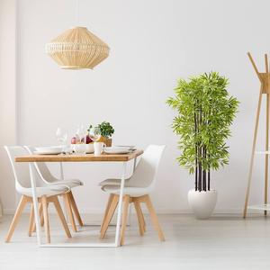 почти естественный 5 футов. Устойчивое к ультрафиолетовому излучению бамбуковое искусственное дерево с черными стволами в белом цветочном горшке Nearly Natural, зеленый