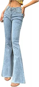 Женские расклешенные джинсы slim high waisted с raw hem