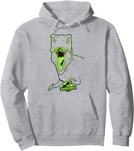 Худи с неоновым контуром тираннозавра из Парка Юрского периода Jurassic World, серый