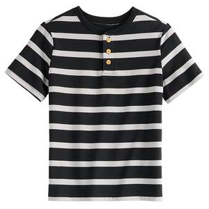 Футболка с коротким рукавом в полоску Henley для мальчиков 4-12 лет Jumping Beans, Rugby Stripe Black