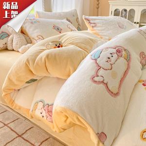 LUOLAI HOME Комплект постельного белья 1,2 м: пододеяльник 150x200 см, простыня, наволочка, цвет Puppy Beibei