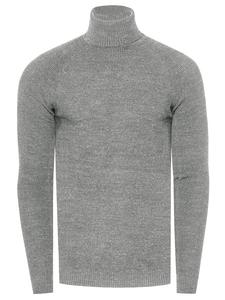 Приталенный деловой свитер тонкой вязки с высоким воротником светло-серого цвета Rusty Neal