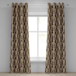 ABAKUHAUS Африканская занавеска с люверсами, женщина, африканская несущая воду, принт «Третья мировая культура», художественное образование, декоративные оконные шторы с 2 панелями, 280 см x 260 см, бежевый, темно-коричневый