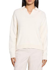 Теория Букле Бой Поло-свитер из шерстяной смеси Theory, белый