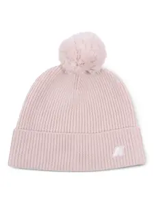 Шапка бини в рубчик с помпоном K-Way, розовый