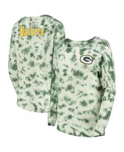 Женская зеленая футболка с длинным рукавом Green Bay Packers тай-дай New Era