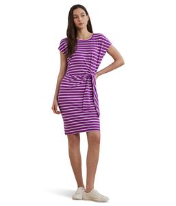 Платье Lauren Ralph Lauren Striped Tie-Front Jersey Dress, Purple Dawn/White