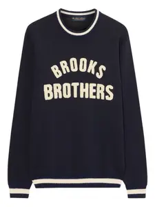 Свитшот с вышитым логотипом и ребристыми отделками Brooks Brothers, черный