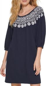 Платье Tommy Hilfiger с открытыми плечами и вышивкой, Sky Captain