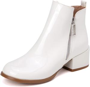 Женские ботильоны Gicoiz Chelsea с круглым носком, на среднем каблуке, с застежкой на щиколотке, White