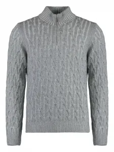 Свитер косой вязки с застежкой-молнией на половину длины Moorer, серый