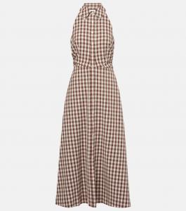 Платье миди Mackey в клетку из пике Veronica Beard, Light Chickory/Dove