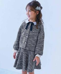 Нарядный твидовый комплект без воротника для девочек, детская одежда, весна/лето 2016 Devirock, цвет 010-Tweed-Black