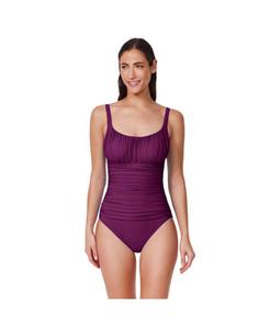 Женский цельный купальник Tutti Frutti Fashion с присборенной юбкой в крестьянском стиле Profile by Gottex, Wine