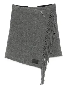 Шерстяная юбка мини с бахромой Uli Schneider, серый