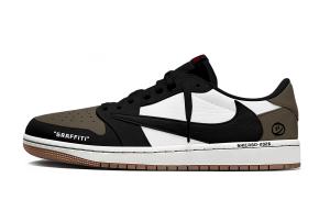 Travis Scott x Air 1 Travis Scott X AJ1 Wild Ink с амортизацией, износостойкие Low top Jordan, темно коричневый